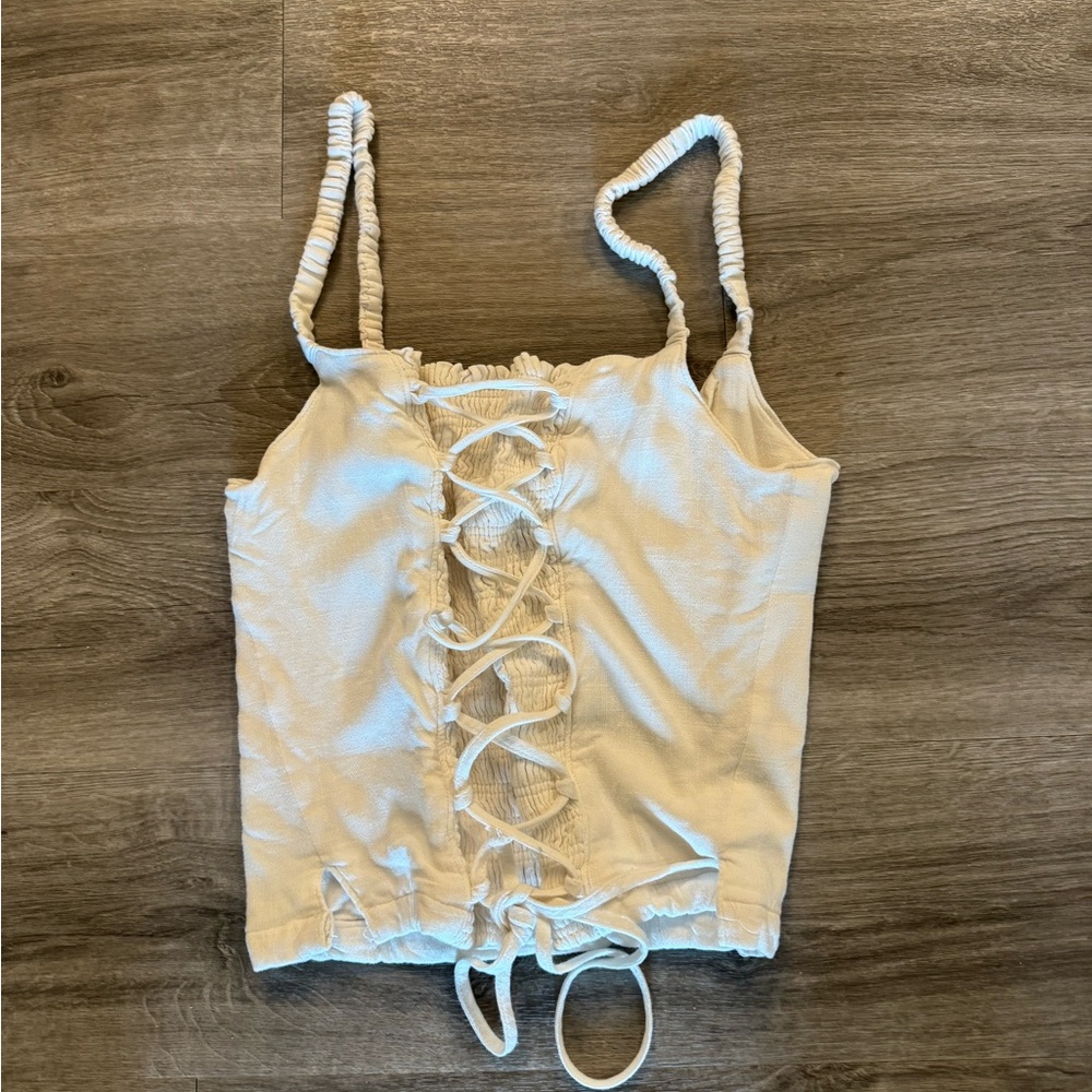 Free people forest top w/ strings to tighten